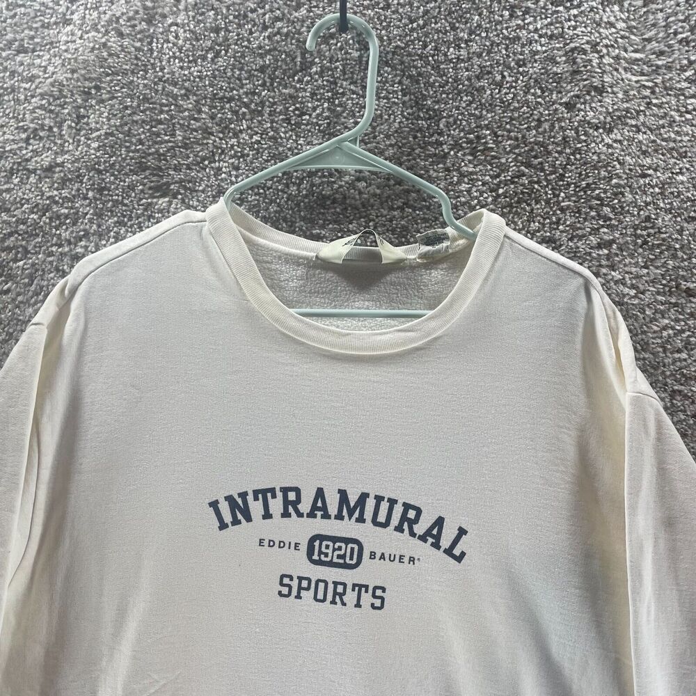 Vintage Eddie Bauer Sweater Mens Medium White Crew Neck Pullover‎ Sweatshirt 90s - Picture 3 of 15